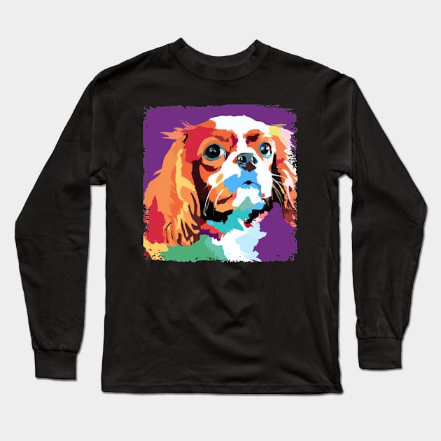 Cavalier King Charles Spaniel Pop Art - Dog Lover Gifts Long Sleeve T-Shirt by PawPopArt